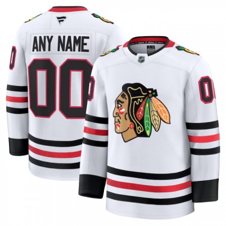 Män Ishockey Chicago Blackhawks tröja med eget tryck Fanatics Premium 2024-25 Vit Borta